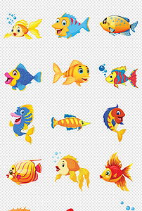 50款卡通海洋动物彩色热带鱼png素材图片 模板下载 14.00MB 动物大全 自然 