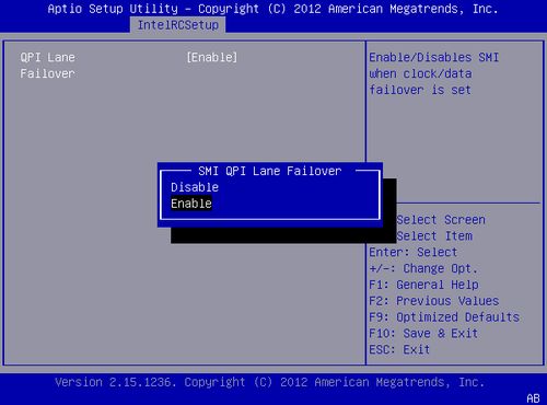 使能QPI Lane Failover