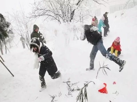 小孩打雪仗图片