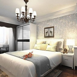 新房台灯双人床美式乡村床上用品床头柜卧室背景墙时尚大气的卧室效果图 