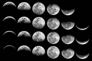解释一下什么是 新月 上弦月 满月 下弦月 基本月相附图 