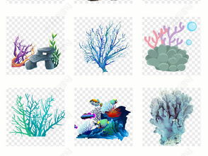 卡通海底世界珊瑚海藻海草PNG素材图片 模板下载 33.10MB 实物大全 自然 
