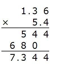 竖式计算1.36乘五点4等于多少 