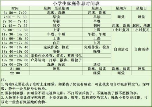 世界上小学生最健康的作息时间表 