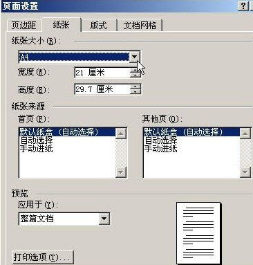 word中,如何设置文档页面的纸型 