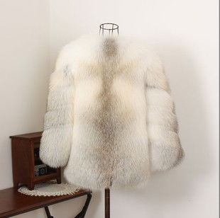 2013新款 顶级芬兰进口金岛狐十字狐皮草外套 整皮奢华大衣 韩版