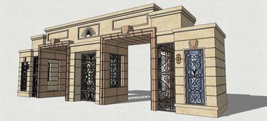 欧式精致小区入口大门SU模型
