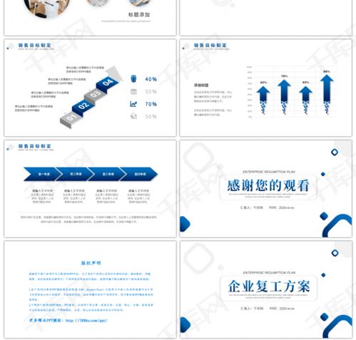 蓝色商务风企业复工方案PPTppt模板免费下载 PPT模板 千库网 