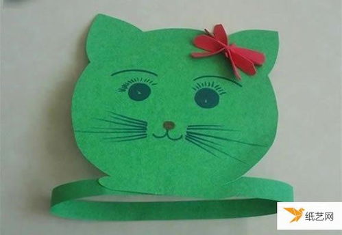 使用简单卡纸制作幼儿园小猫头饰的图片做法 