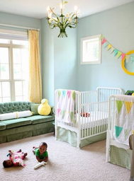 给baby一个清新的世界 绿松石色调的婴儿房大集合 