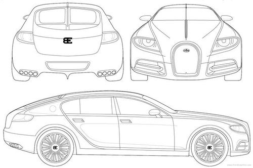 布加迪威龙跑车简笔画 