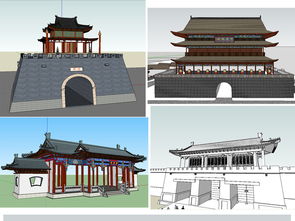 古建城门大门类SU模型图片下载skp素材 其他模型 