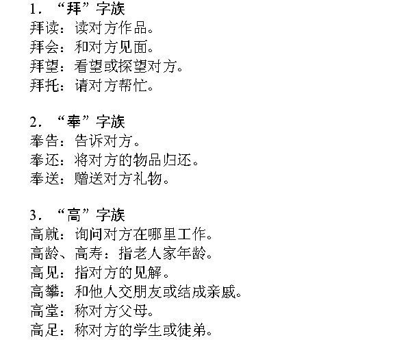 2015届高考语文基础知识总复习 教师文档 附录一 常见敬词 谦词及雅语 精品资源下载 