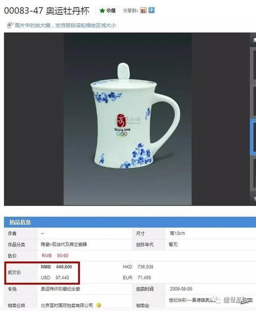 北京奥运藏品拍卖我想出售一个奥运国瓷2008目前能卖多少价位？