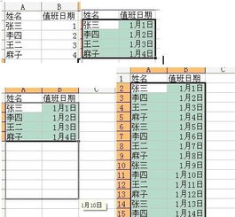 用excel做全年排班表,每人一天,怎么做能自动生成日... 