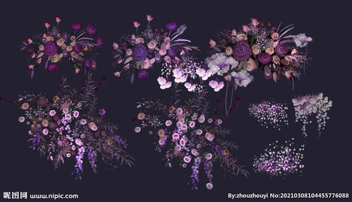 紫色婚礼花艺图片 
