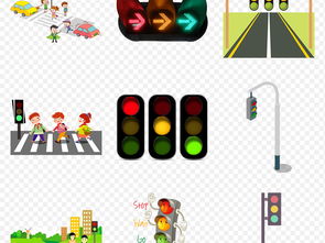 卡通交通红绿灯交通灯海报素材背景图片PNG