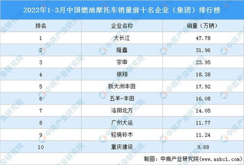 2022年1 3月中国燃油摩托车销量前十名企业 集团 排行榜