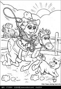 卡通小猪美女骑马手绘线稿图片免费下载 红动网 