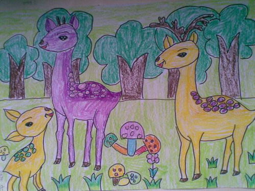 儿童绘画作品图片 小梅花鹿