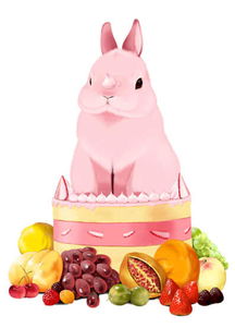 粉兔子草莓奶油蛋糕