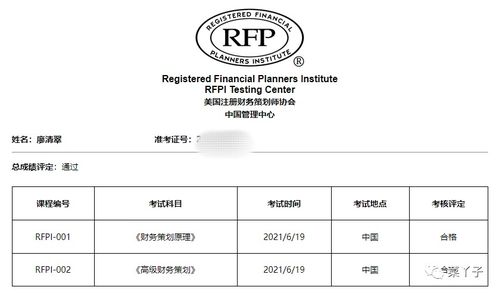 美国注册财务策划师 RFP 备考历程