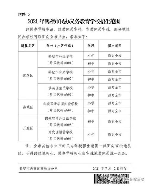 定了 2021年鹤壁市中小学划片范围公布