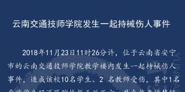 云南一学生持械伤人致师生1死11伤 已被公安机关控制