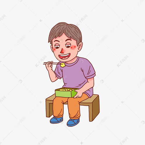 卡通人物吃中午饭男孩素材图片免费下载 千库网 