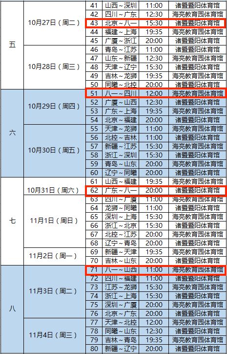 八一赛程