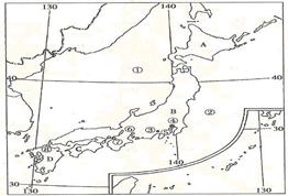 读 日本地图 ,回答下列问题 1 日本领土主要由四个岛屿组成,其中最大的岛屿是 岛,在.. 