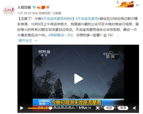 2020十月天龙座流星雨观测时间 