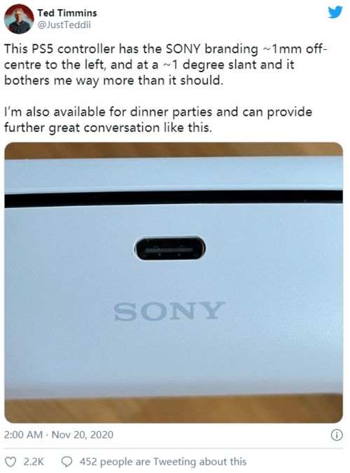 逼死处女座 网友晒索尼PS5手柄 SONY Logo竟然歪了