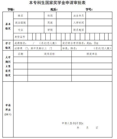 励志奖学金申请表（一般国家励志奖学金申请书用什么字体打出来？）