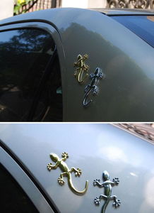 金色银色 纯金属壁虎车贴 3D立体个性车贴 汽车装饰贴 壁虎 寓意价格 厂家 图片 