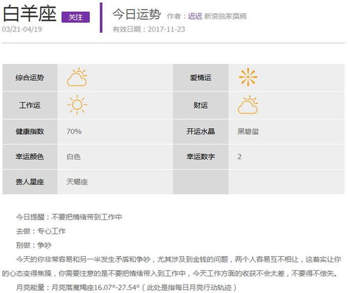 每日星运 2017年11月23日运势