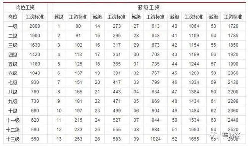 最新工资标准对照表(停车场用工人数标准表最新)