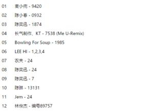 歌名全是数字的歌 