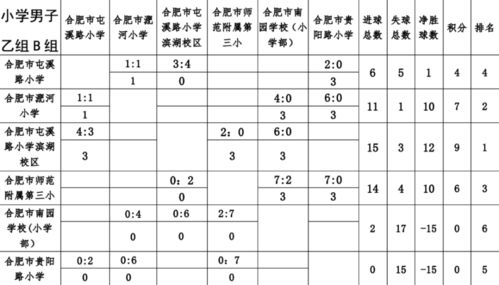 足球篮球积分排名表