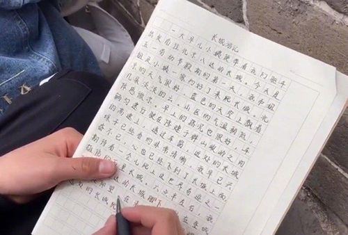 小学生在长城上写作文,被眼前景色所震撼, 即兴写作 很有灵感