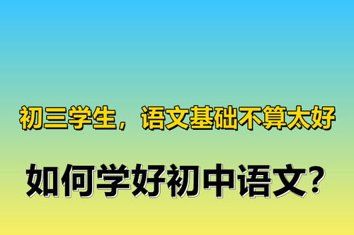 初三学生,语文基础不算太好,如何学好初中语文