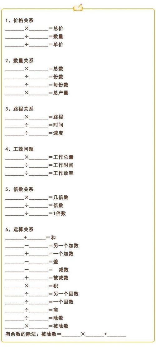 1 6年级基础公式填空汇编,快打印下来给孩子找找薄弱点