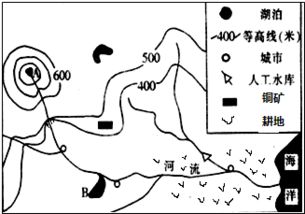 读世界某地区示意图.回答下列问题. 1 从成因角度简要说明A处河流源头的岩石类型及判断依据. 2 说出AB河段与B湖以下河段在开发利用方向上的不同. 3 根据图中信息 