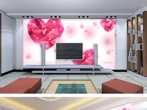 客厅浪漫卡通情人节唯美结婚温馨电视背景墙图片素材 效果图下载 