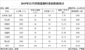 2019年白羊田镇建制村基础数据统计报表 