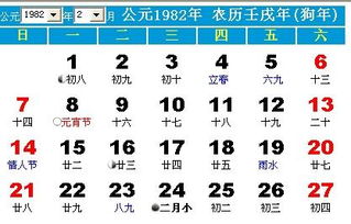 1982年2月19日农历几月几日 