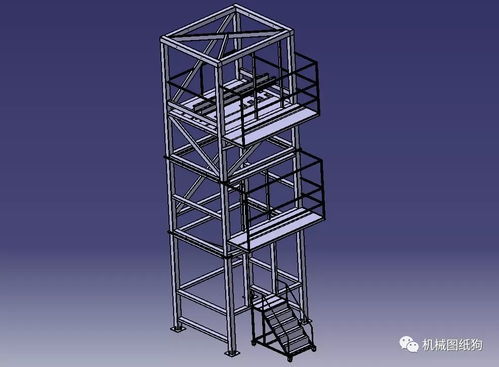 工程机械 观光梯电梯井道钢架结构3D模型图纸 STP格式