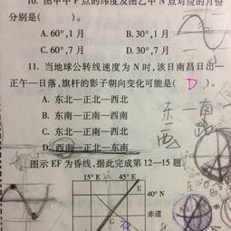 高一地理 关于影子的方向的问题 以11题为例 可以理解影子的东西方向 但是南北方向是依据什么判断 