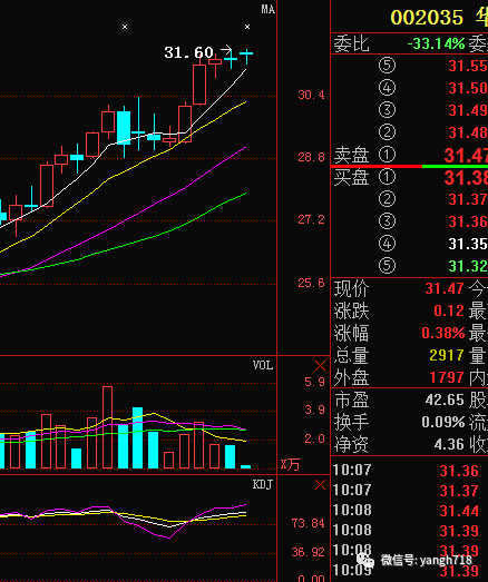 今天华帝股份代码002035的走向趋势是什么？