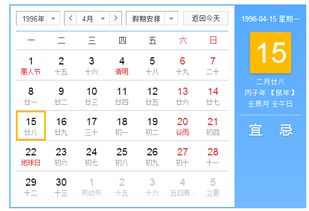 1996年阴历2月28 的生日 阳历是多少 